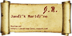 Janák Marléne névjegykártya